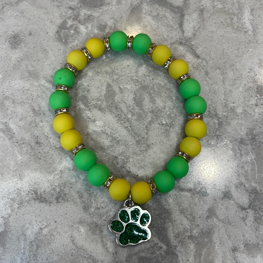 Green & Yellow  Packers Colors Paw Print Bracelet